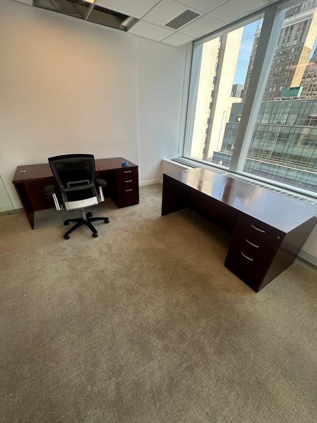 Office desks installed along a window wall in Manhattan